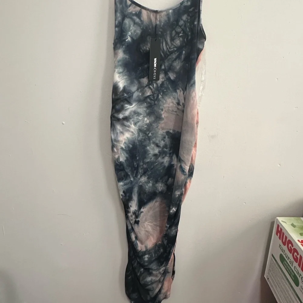 Fashion Nova Tie-Dye Midi Dress - Black and Pink - Picture 2 of 4